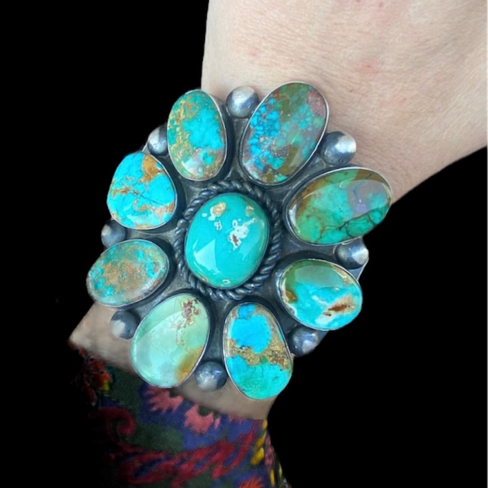 High Grade Royston Turquoise Cuff - Picture 2 of 3